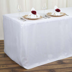 Fitted Polyester 72"x30" Rectangle Tablecloth White - Durable and Easy to Maintain Table Cover for Weddings & Banquets
