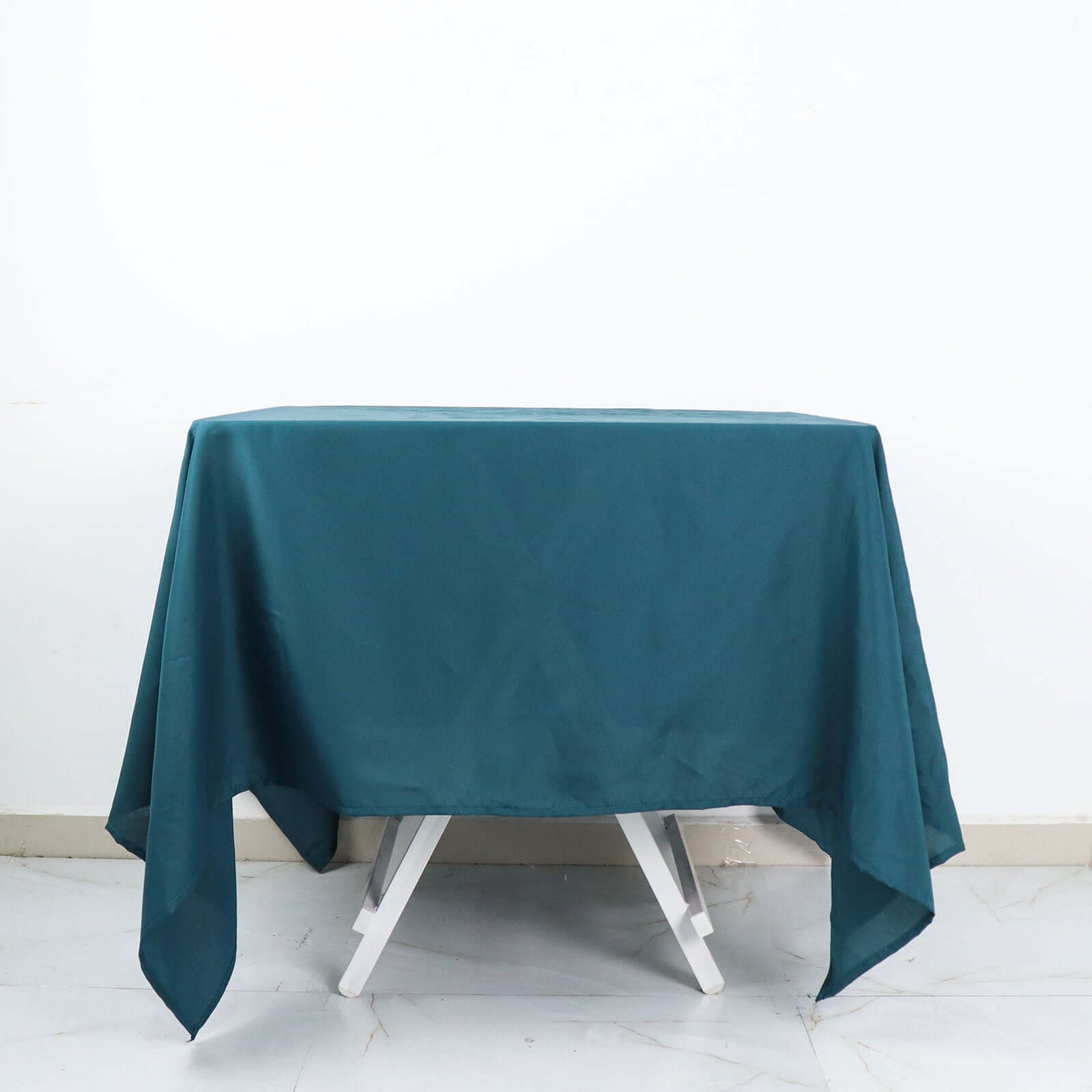 Polyester Square 70"x70" Tablecloth Peacock Teal - Wrinkle-Resistant & Durable Table Cover