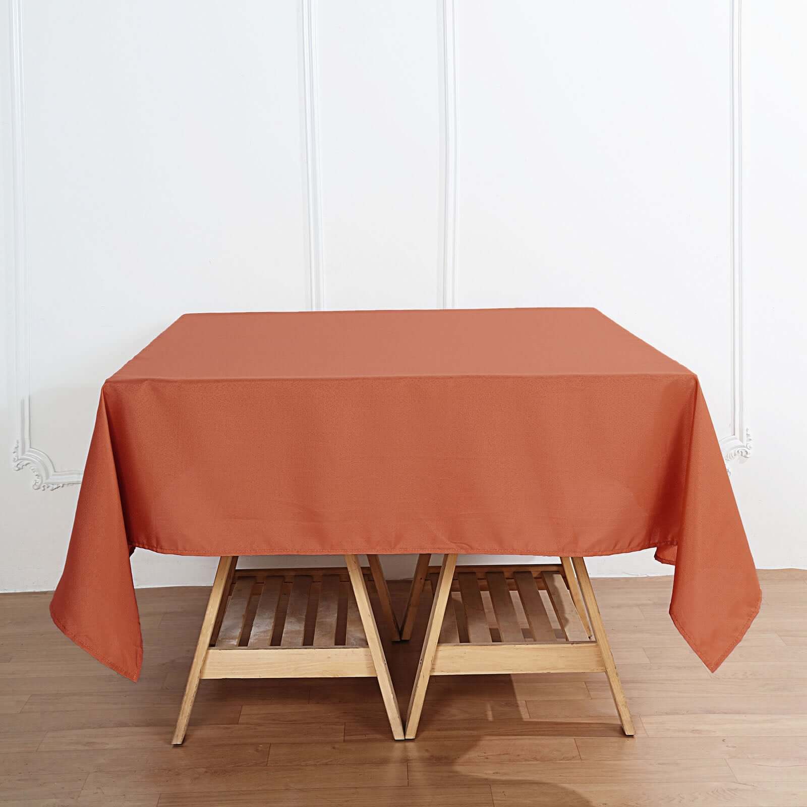 Polyester Square 70"x70" Tablecloth Terracotta (Rust) - Wrinkle-Resistant & Durable Table Cover