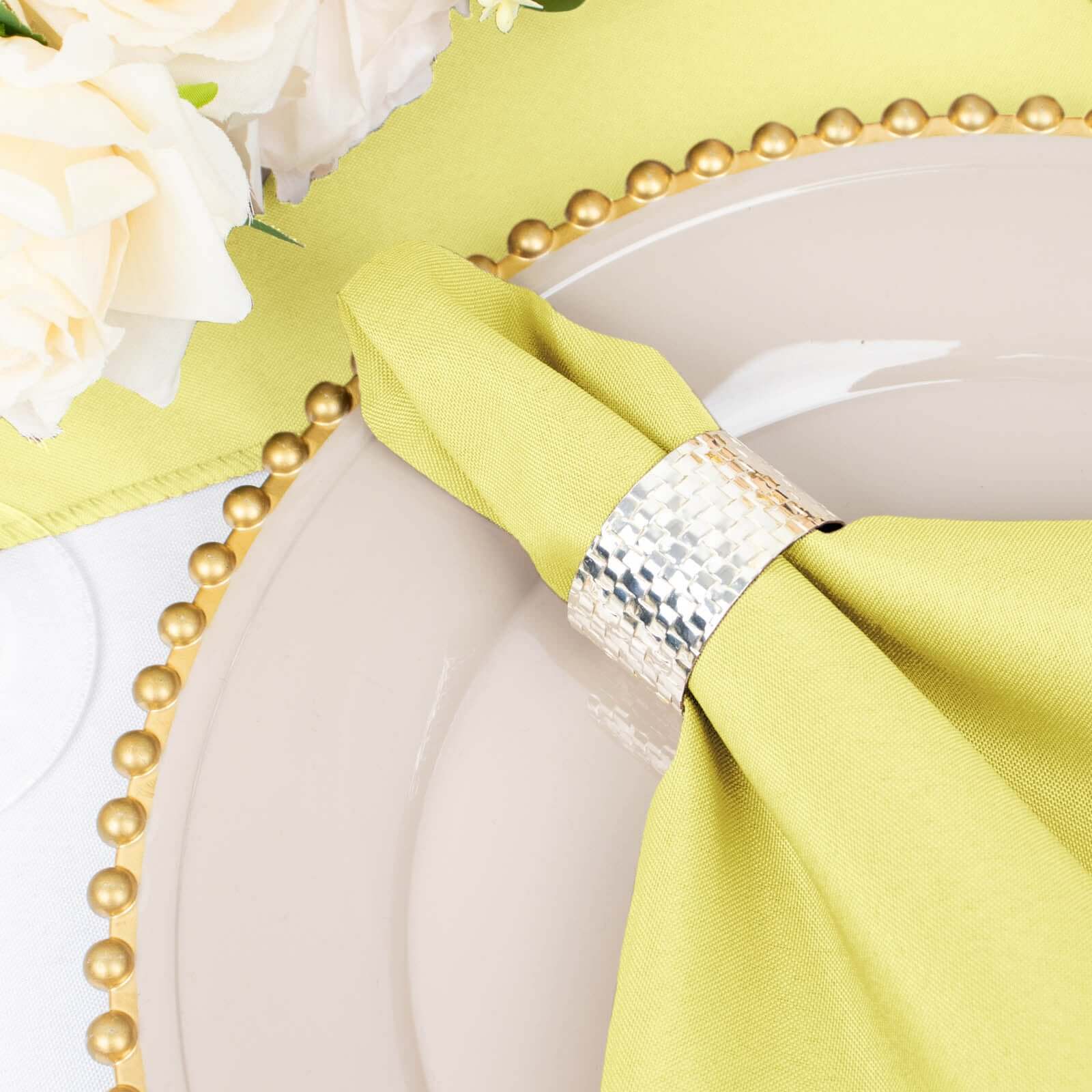 5 Pack Polyester 20"x20" Napkins Yellow - Wrinkle Resistant & Easy Care Cloth Napkins