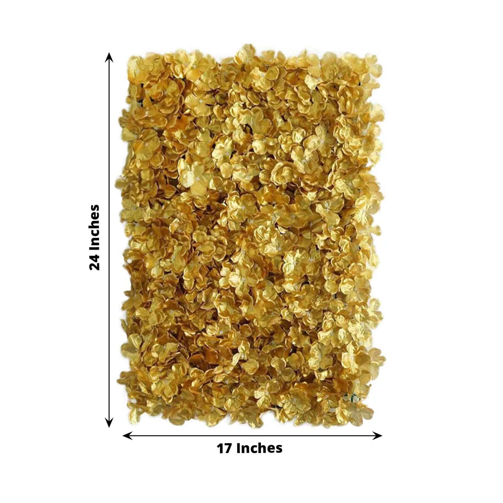 11 Sq ft. Gold UV Protected Hydrangea Flower Wall Mat Backdrop - 4 Artificial Panels