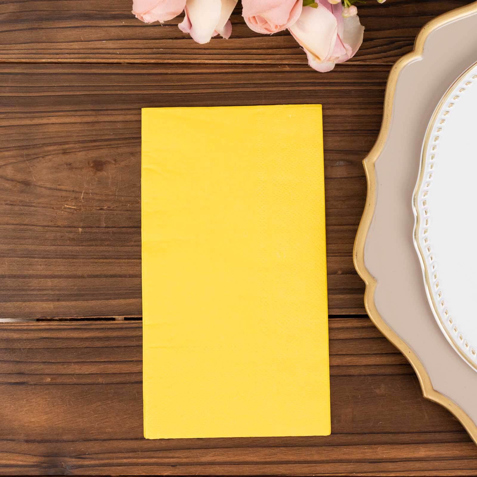 50-Pack Paper Napkins Yellow - Soft Disposable 2-Ply Dinner Napkins for Weddings