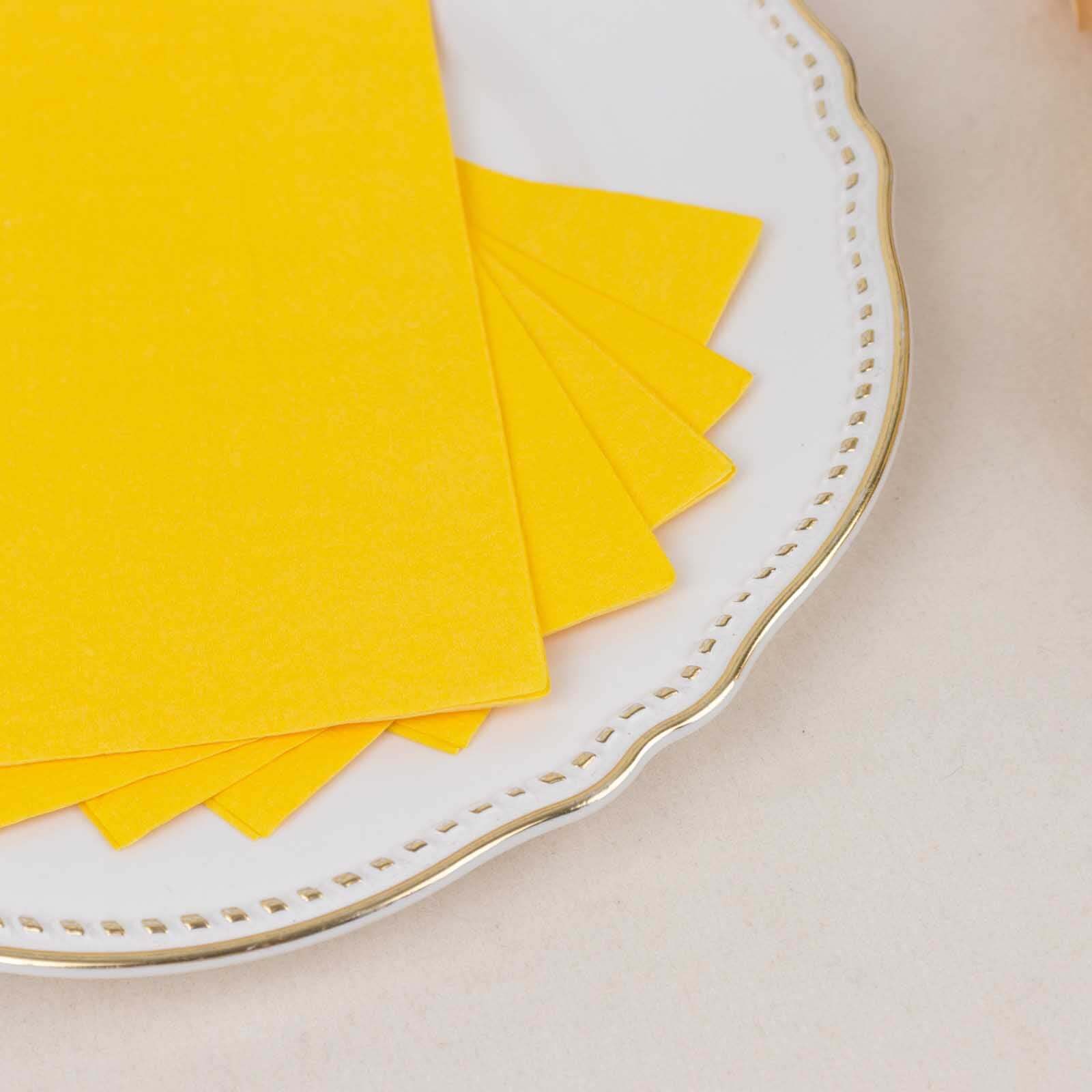 50-Pack Paper Napkins Yellow - Soft Disposable 2-Ply Dinner Napkins for Weddings