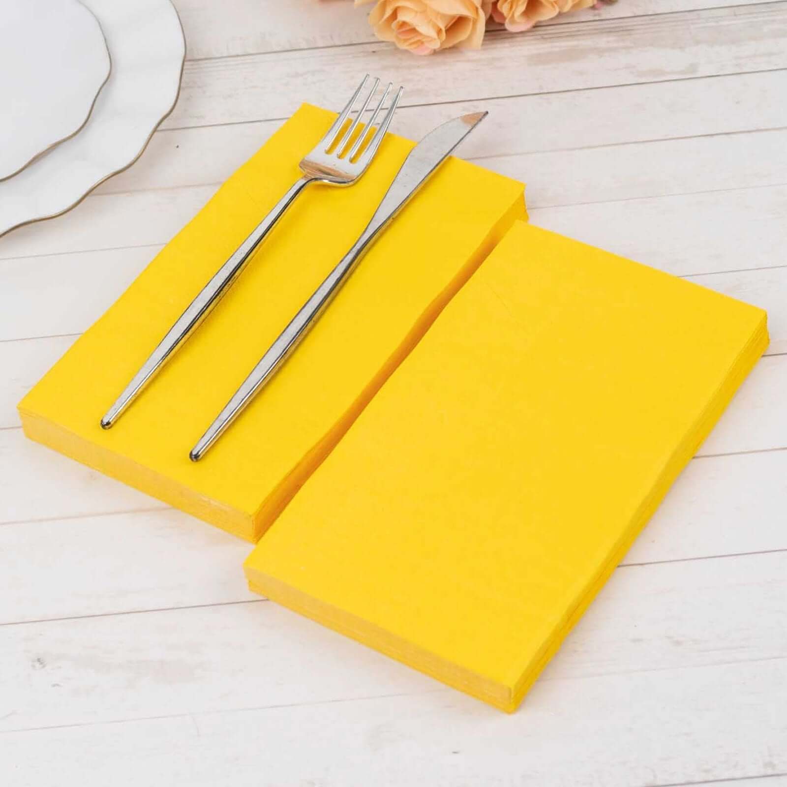 50-Pack Paper Napkins Yellow - Soft Disposable 2-Ply Dinner Napkins for Weddings