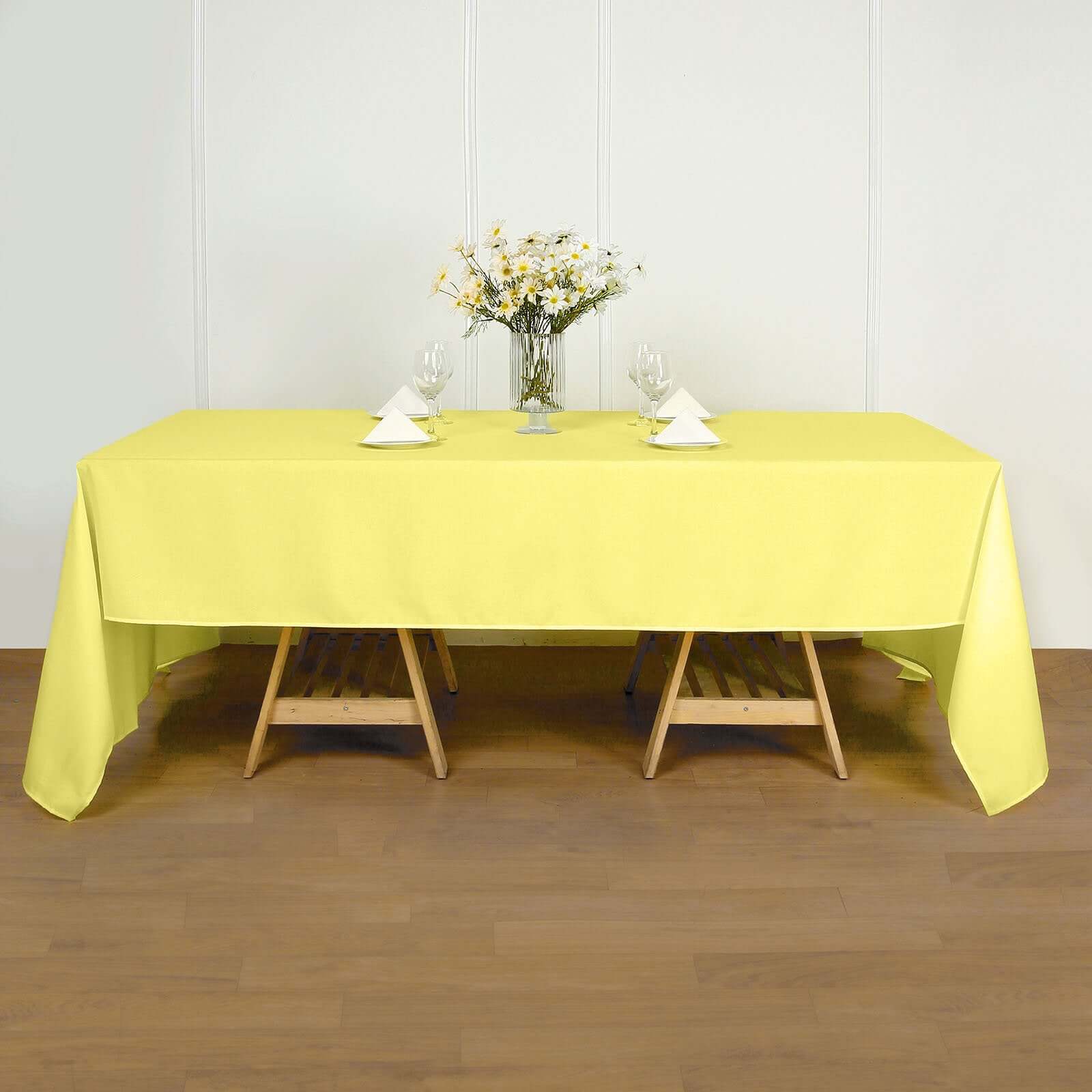 Polyester 60"x126" Rectangle Tablecloth Yellow - Wrinkle-Resistant Table Cover
