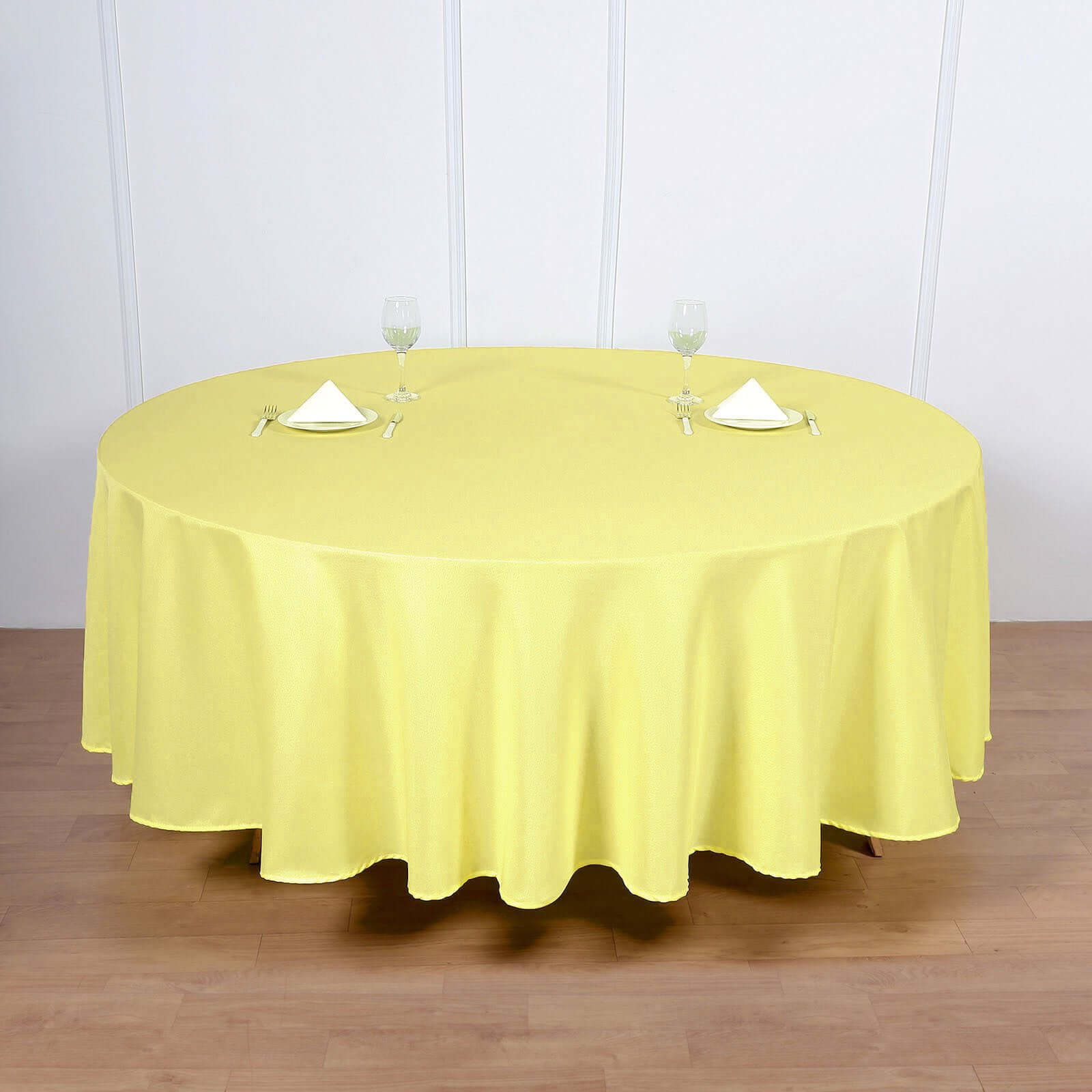 Polyester 108" Round Tablecloth Yellow - Wrinkle-Resistant Table Cover
