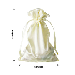 12 Pack 6"x9" Yellow Satin Drawstring Wedding Party Favor Gift Bags