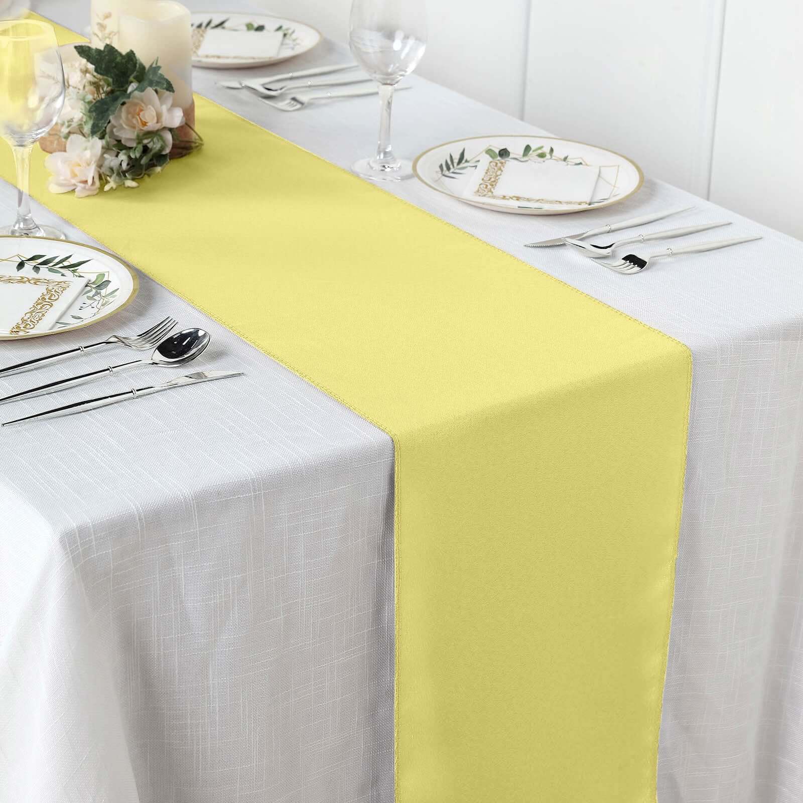 Polyester 12"x108" Table Runner Yellow - Durable & Wrinkle-Resistant Table Decor
