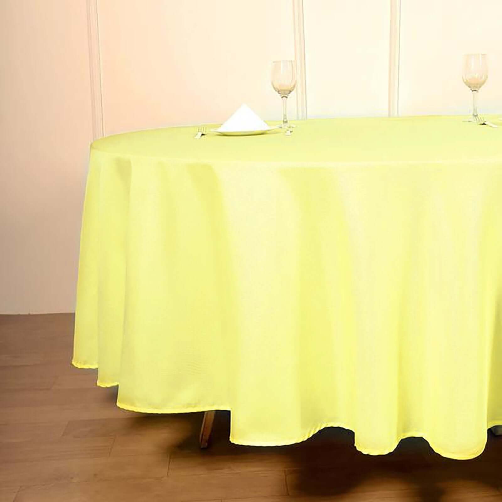 Polyester 108" Round Tablecloth Yellow - Wrinkle-Resistant Table Cover