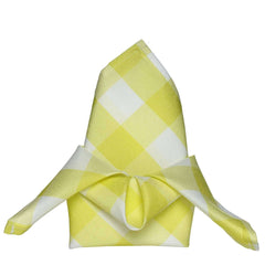 5 Pack Polyester 15"x15" Napkins Yellow/White Buffalo Plaid Gingham Style Cloth Napkins