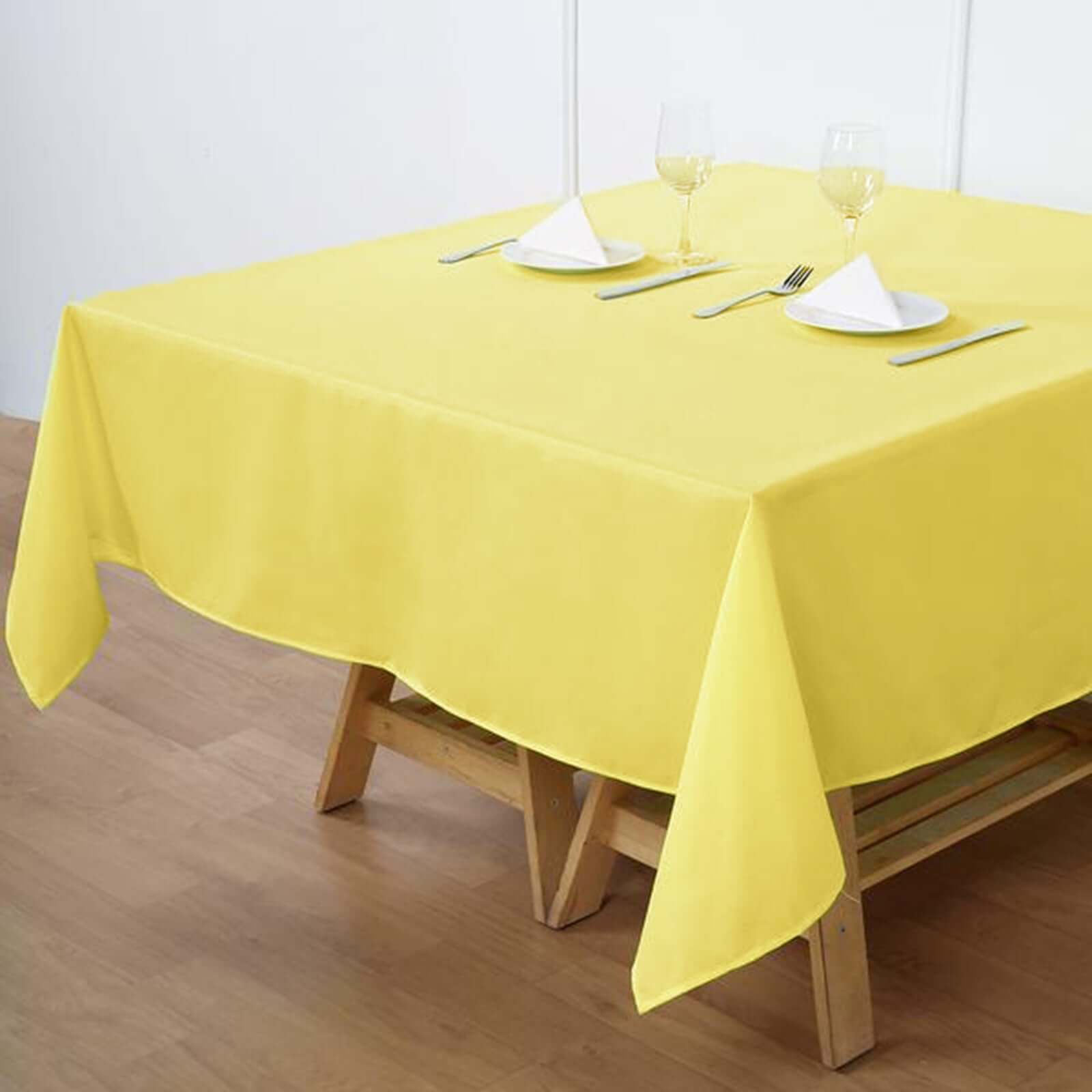Polyester Square 70"x70" Tablecloth Yellow - Wrinkle-Resistant & Durable Table Cover